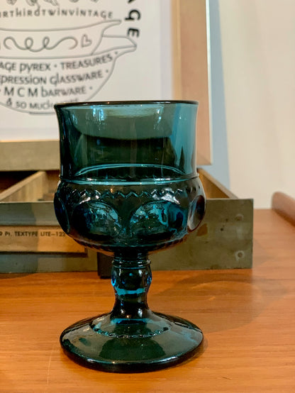 Kings Crown Teal Blue goblets, 2 sizes available, priced individually