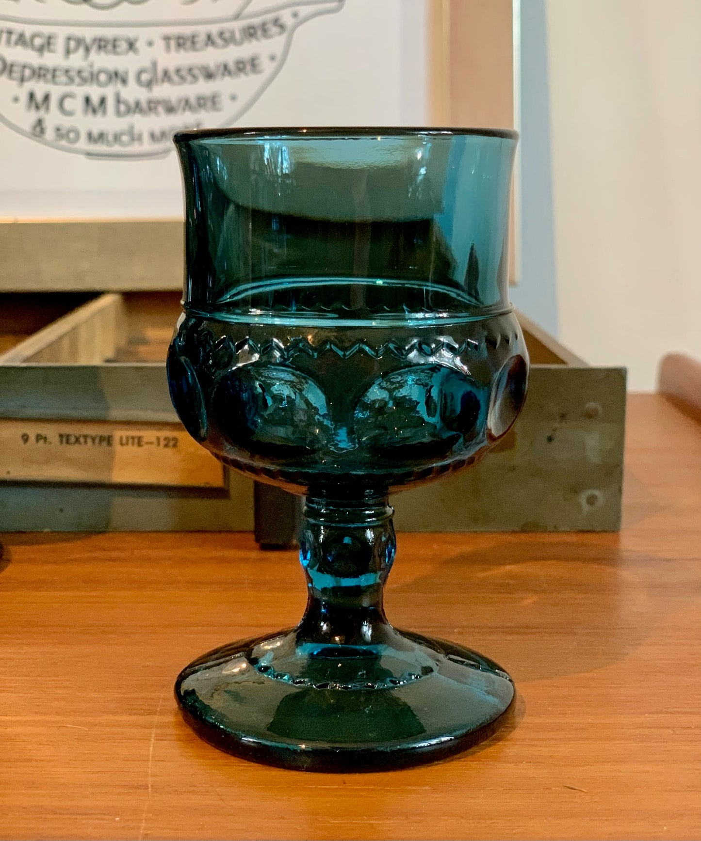 Kings Crown Teal Blue goblets, 2 sizes available, priced individually