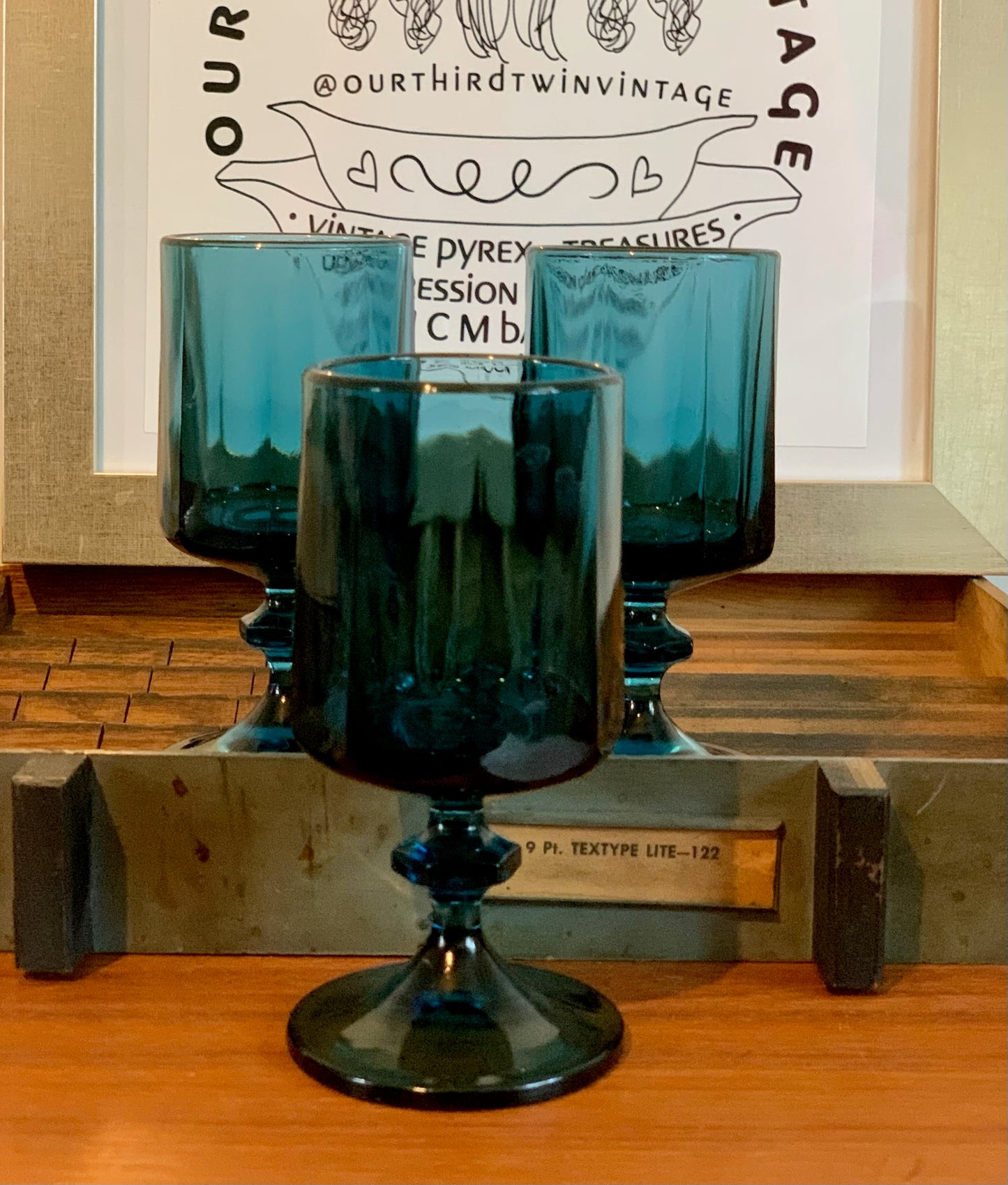 Riviera Blue Teal Water Goblet (OTTV 2925.3) priced individually, 3 available