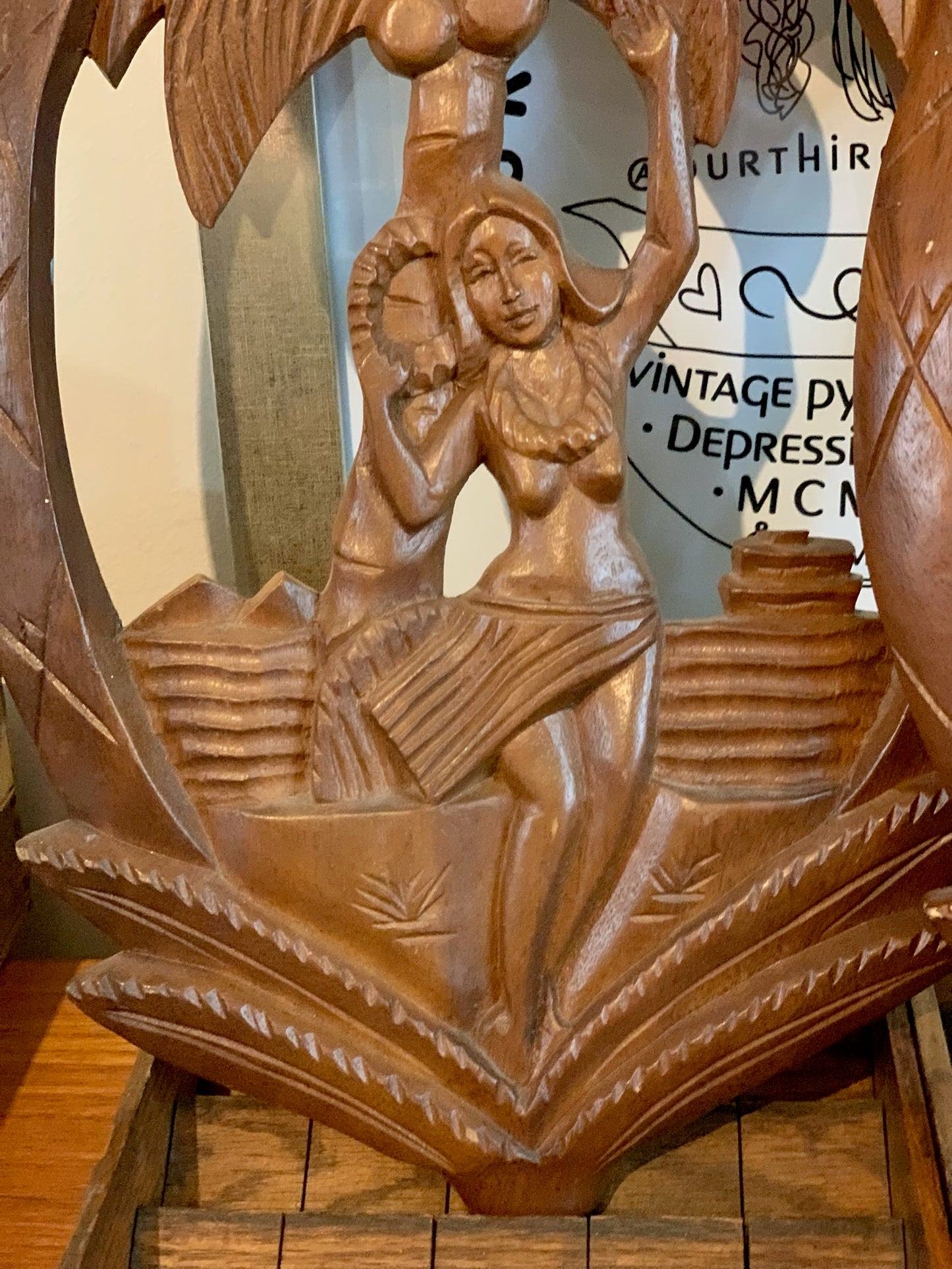 Tiki bar carved wood Hawaiian pineapple man and woman (OTTV 2932) from the Philippines, priced individually