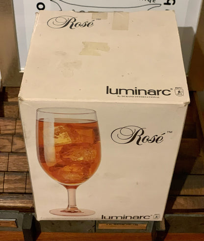 Pink Stem Rose Luminarc IOB Glasses set of 4 (OTTV 2938) priced as a box set