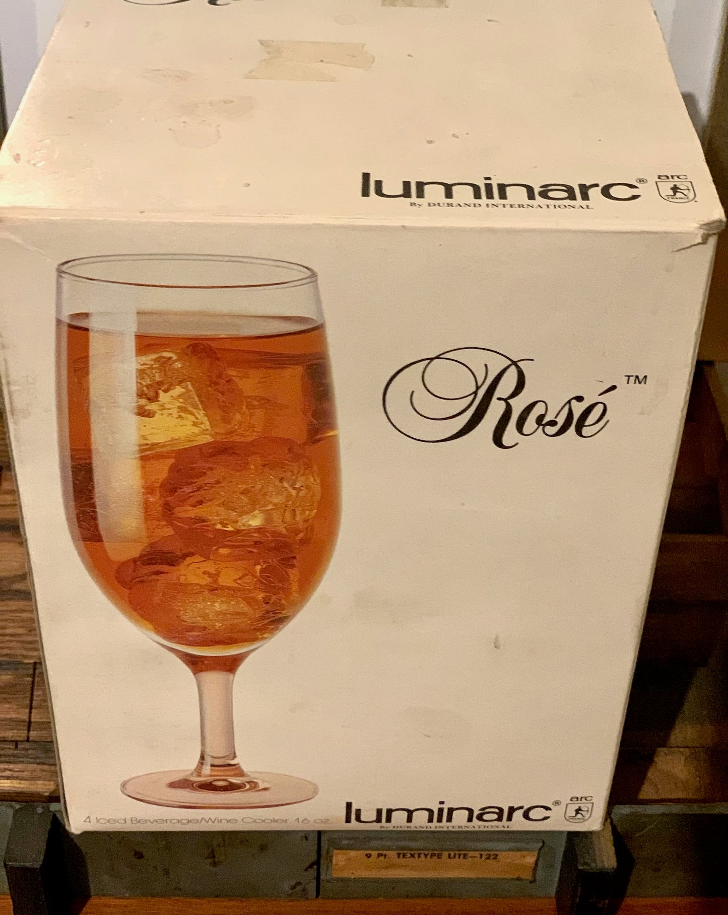 Pink Stem Rose Luminarc IOB Glasses set of 4 (OTTV 2938) priced as a box set