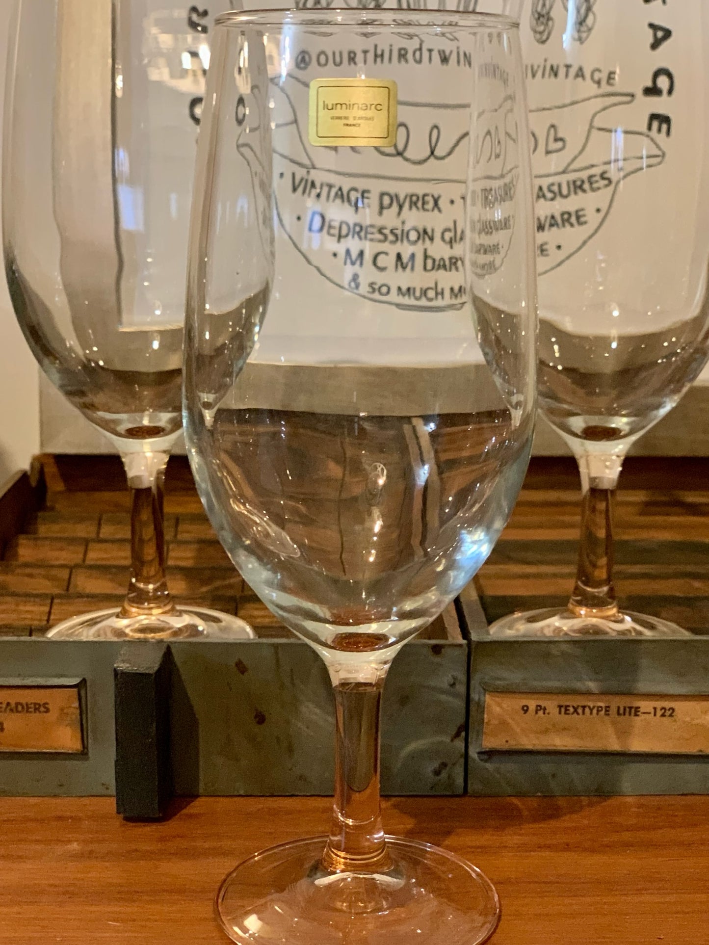 Pink Stem Rose Luminarc IOB Glasses set of 4 (OTTV 2938) priced as a box set