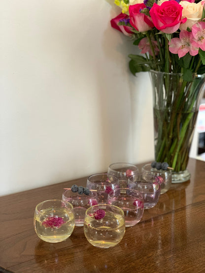 Federal Glass Sheer Rim Roly Poly In original Box from 1966. 8 IN BOX multicolored gem-tone (OTTV 2147.4) sold as an in box set