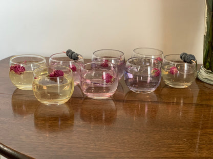 Federal Glass Sheer Rim Roly Poly In original Box from 1966. 8 IN BOX multicolored gem-tone (OTTV 2147.4) sold as an in box set