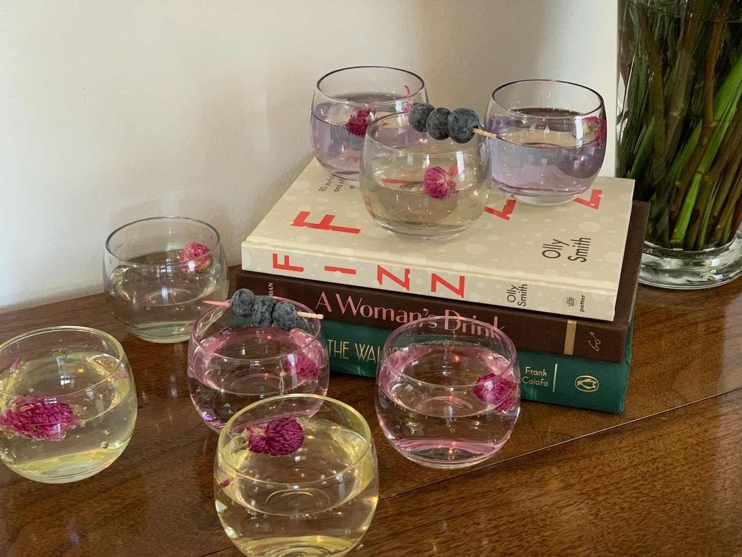 Federal Glass Sheer Rim Roly Poly In original Box from 1966. 8 IN BOX multicolored gem-tone (OTTV 2147.4) sold as an in box set