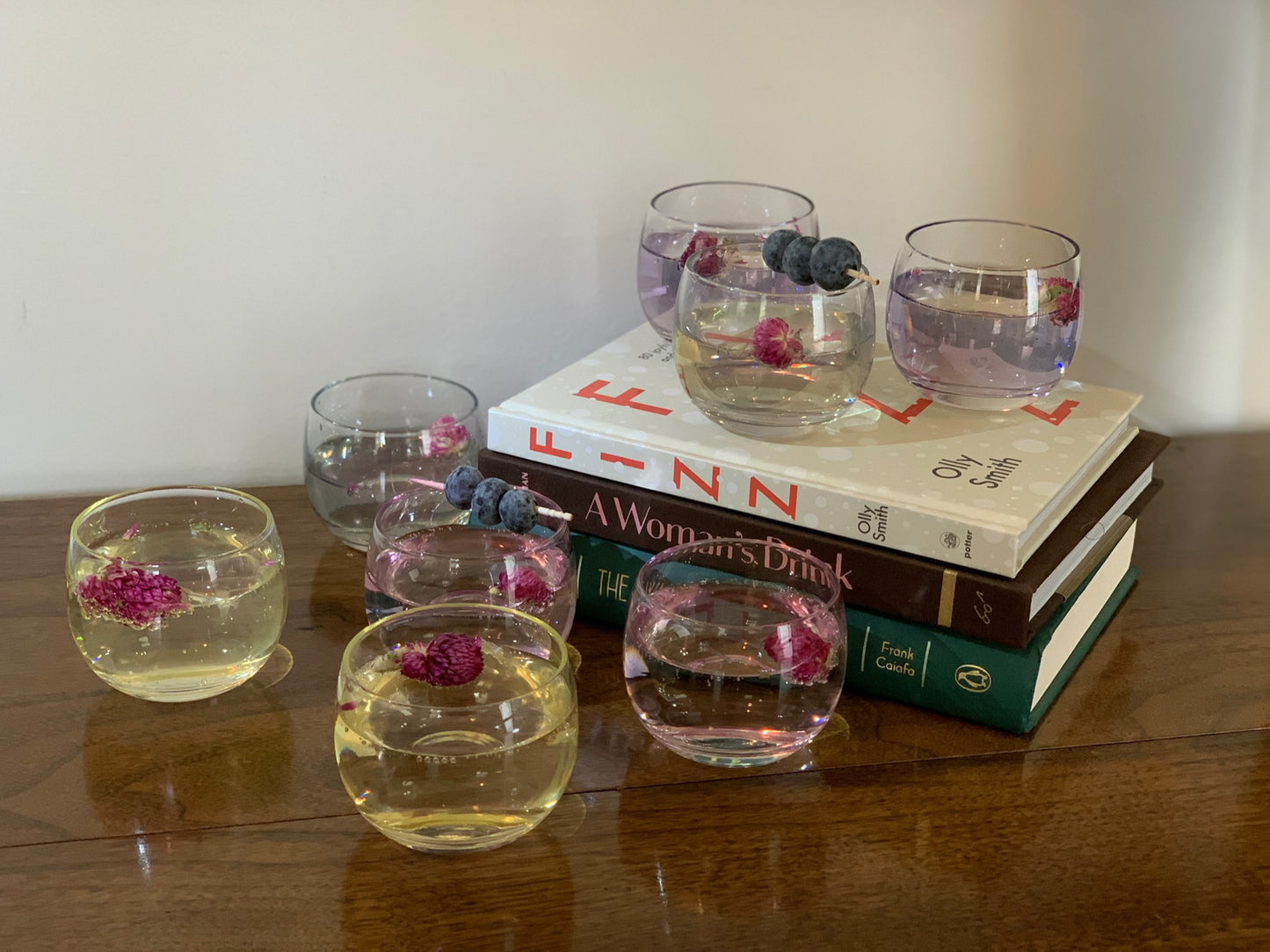 Federal Glass Sheer Rim Roly Poly In original Box from 1966. 8 IN BOX multicolored gem-tone (OTTV 2147.4) sold as an in box set