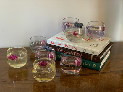 Federal Glass Sheer Rim Roly Poly In original Box from 1966. 8 IN BOX multicolored gem-tone (OTTV 2147.4) sold as an in box set