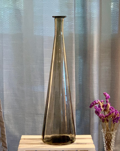 Large smoke gray empoli 20" Floor bottle Vase, original Made in Italy sticker (OTTV 2403) No stopper