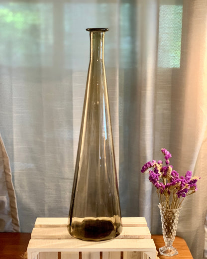 Large smoke gray empoli 20" Floor bottle Vase, original Made in Italy sticker (OTTV 2403) No stopper