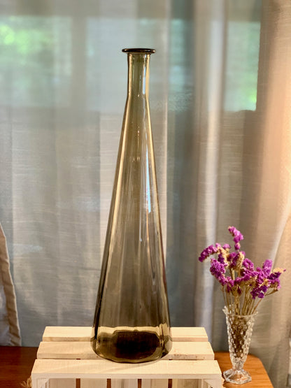 Large smoke gray empoli 20" Floor bottle Vase, original Made in Italy sticker (OTTV 2403) No stopper