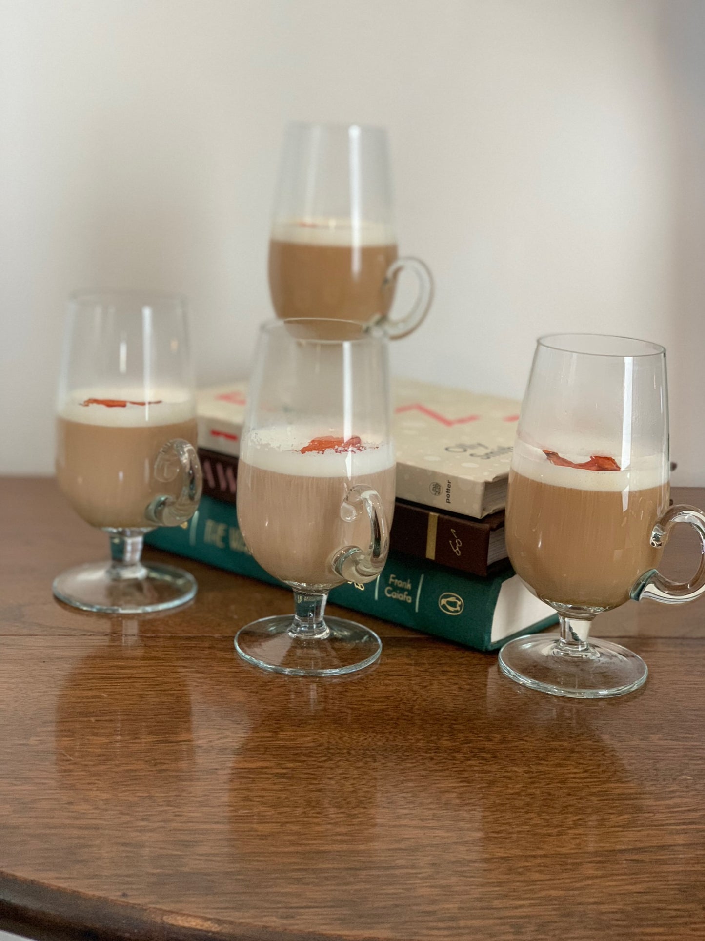 Irish Coffee mugs Blown Glass Set of 4 Vintage 1980’s (2060)