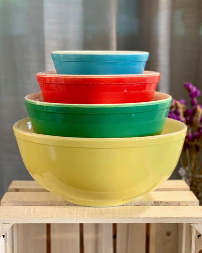 Pyrex Unnumbered Primary Color full stack mixing bowls (OTTV 1647) priced as a full stack 401, 402, 403, 404
