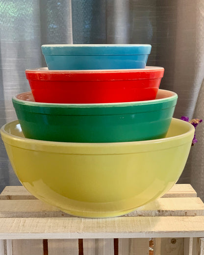 Pyrex Unnumbered Primary Color full stack mixing bowls (OTTV 1647) priced as a full stack 401, 402, 403, 404