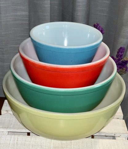 Pyrex Unnumbered Primary Color full stack mixing bowls (OTTV 1647) priced as a full stack 401, 402, 403, 404