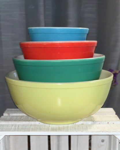 Pyrex Unnumbered Primary Color full stack mixing bowls (OTTV 1647) priced as a full stack 401, 402, 403, 404