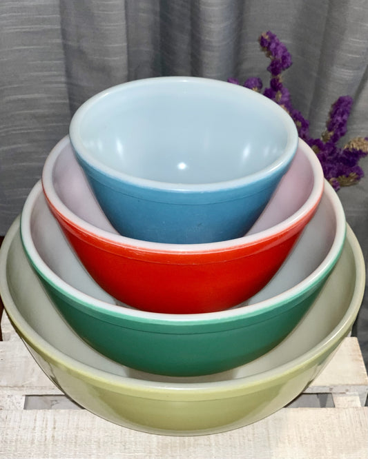 Pyrex Unnumbered Primary Color full stack mixing bowls (OTTV 1647) priced as a full stack 401, 402, 403, 404