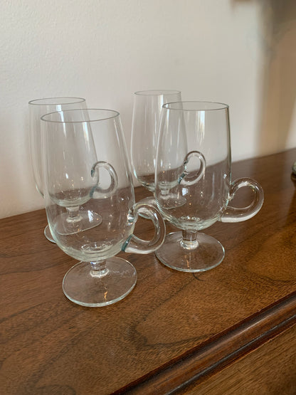 Irish Coffee mugs Blown Glass Set of 4 Vintage 1980’s (2060)