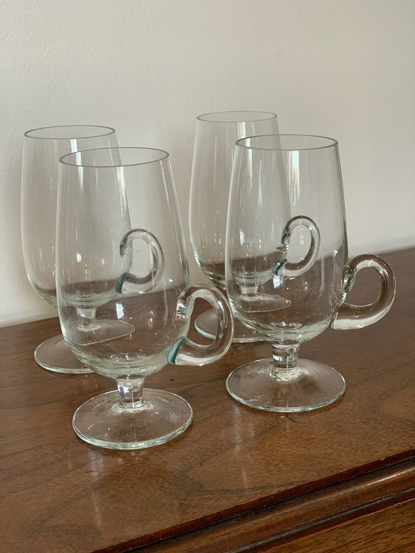 Irish Coffee mugs Blown Glass Set of 4 Vintage 1980’s (2060)