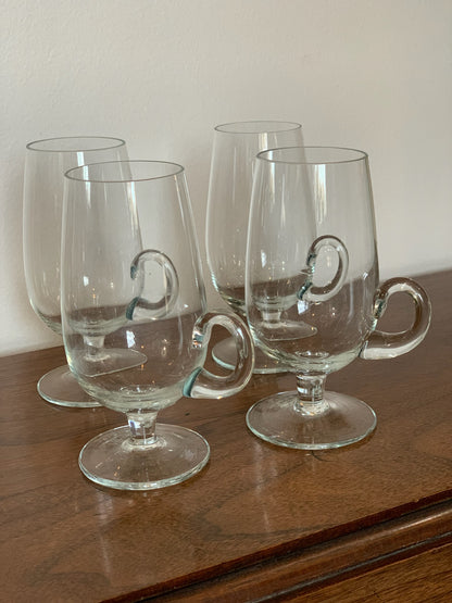 Irish Coffee mugs Blown Glass Set of 4 Vintage 1980’s (2060)