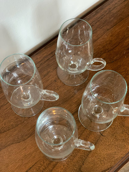 Irish Coffee mugs Blown Glass Set of 4 Vintage 1980’s (2060)