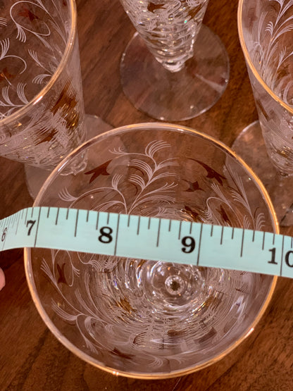 Vintage Libbey Royal Fern Glasses Gold White MCM - priced individually