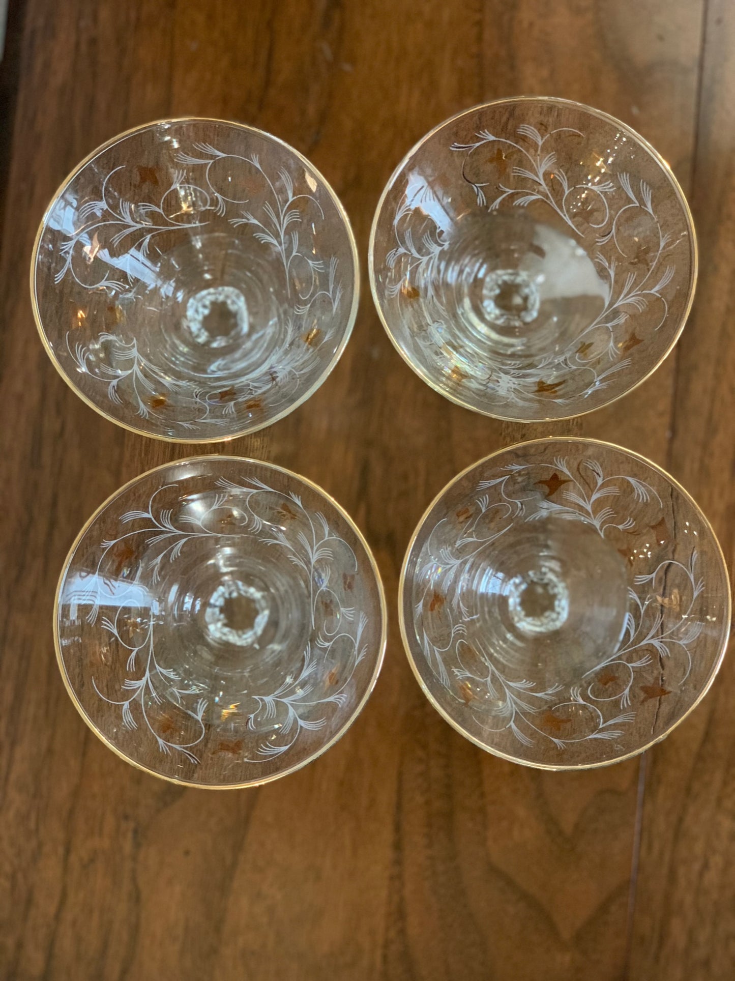 Vintage Libbey Royal Fern Glasses Gold White MCM - priced individually