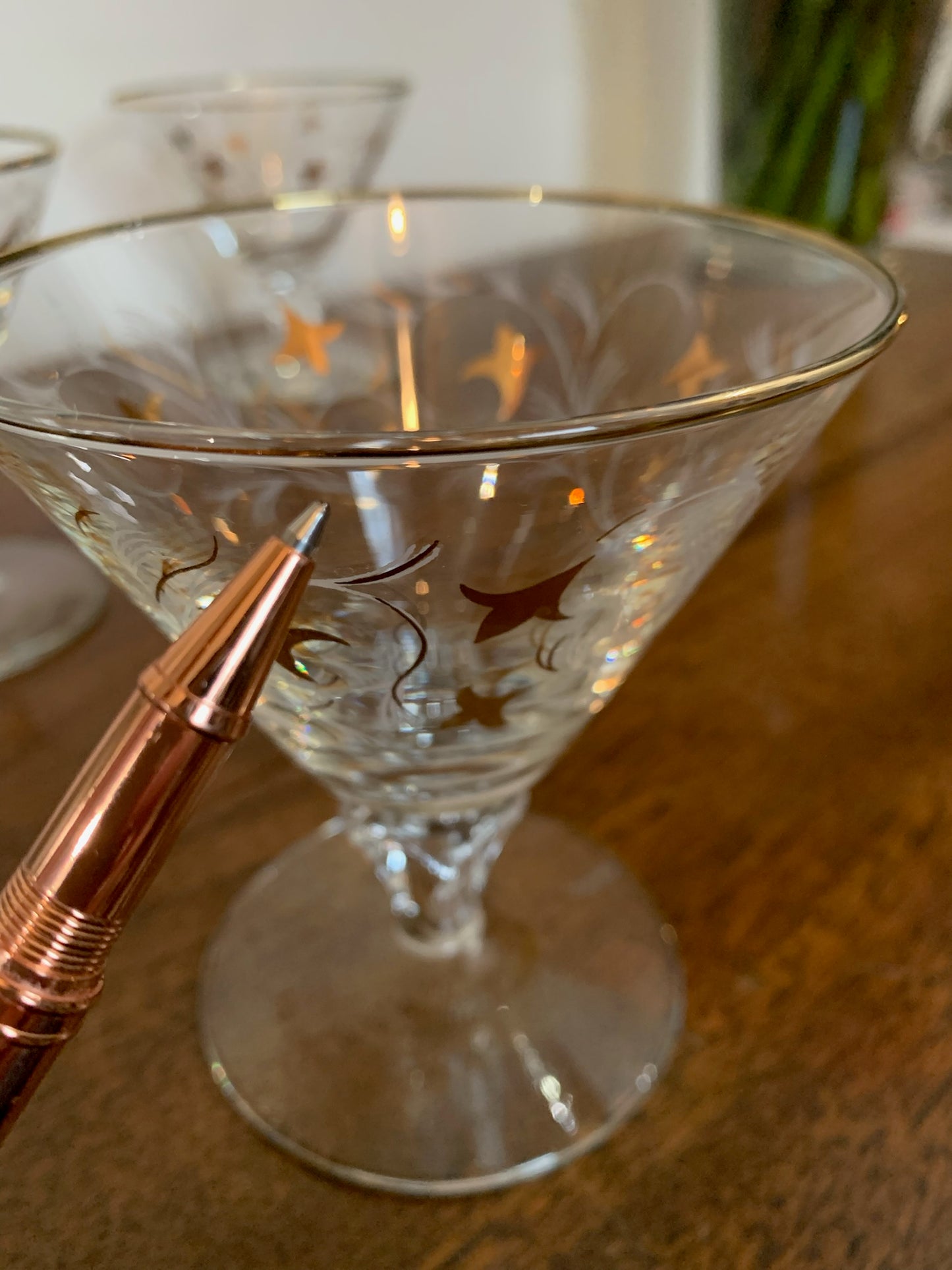 Vintage Libbey Royal Fern Glasses Gold White MCM - priced individually