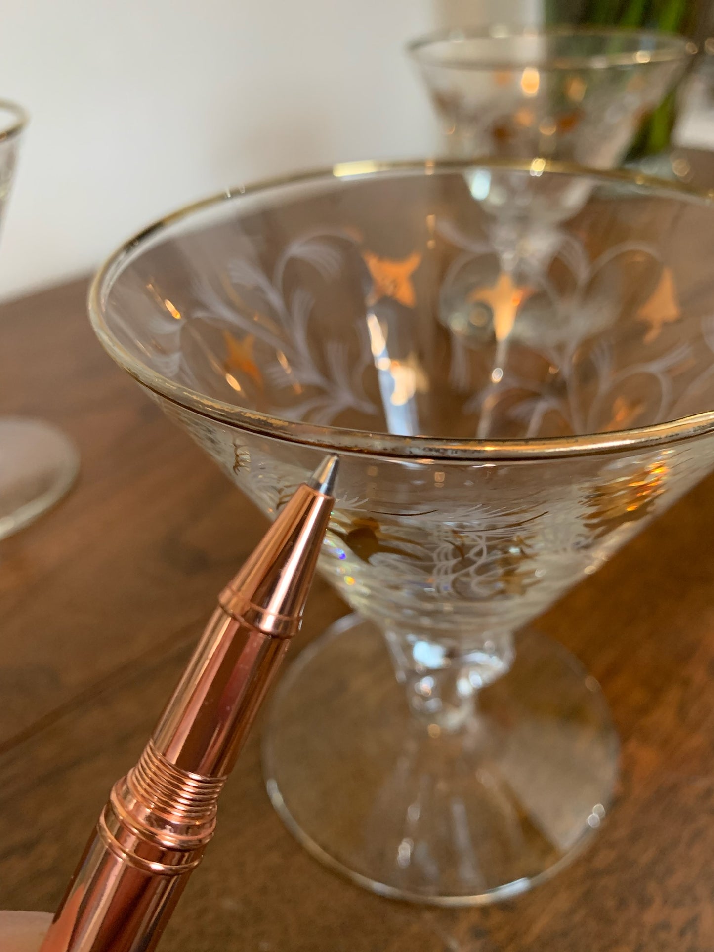 Vintage Libbey Royal Fern Glasses Gold White MCM - priced individually