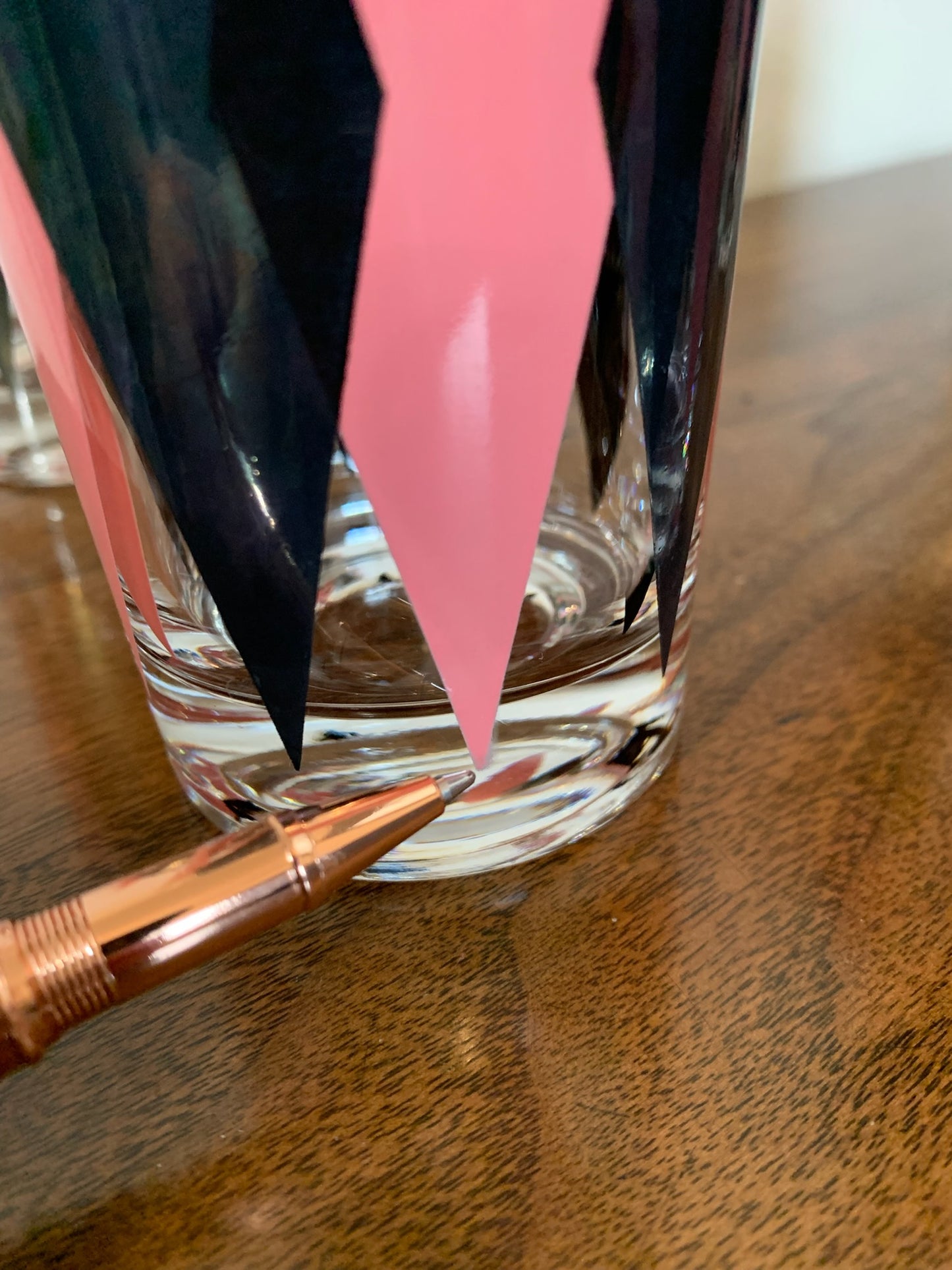 Harlequin Argyle Pink & Black Diamond Glasses, Highball & Juice, priced individually