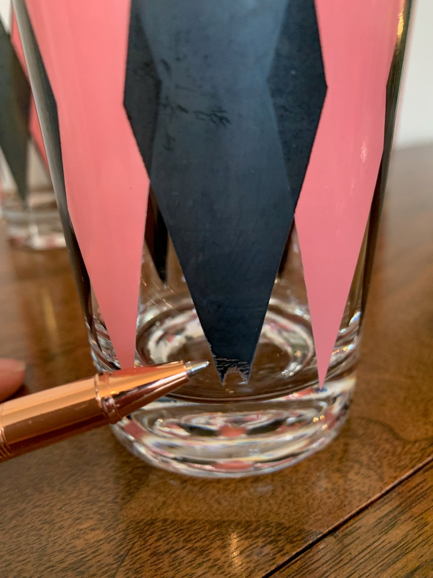 Harlequin Argyle Pink & Black Diamond Glasses, Highball & Juice, priced individually
