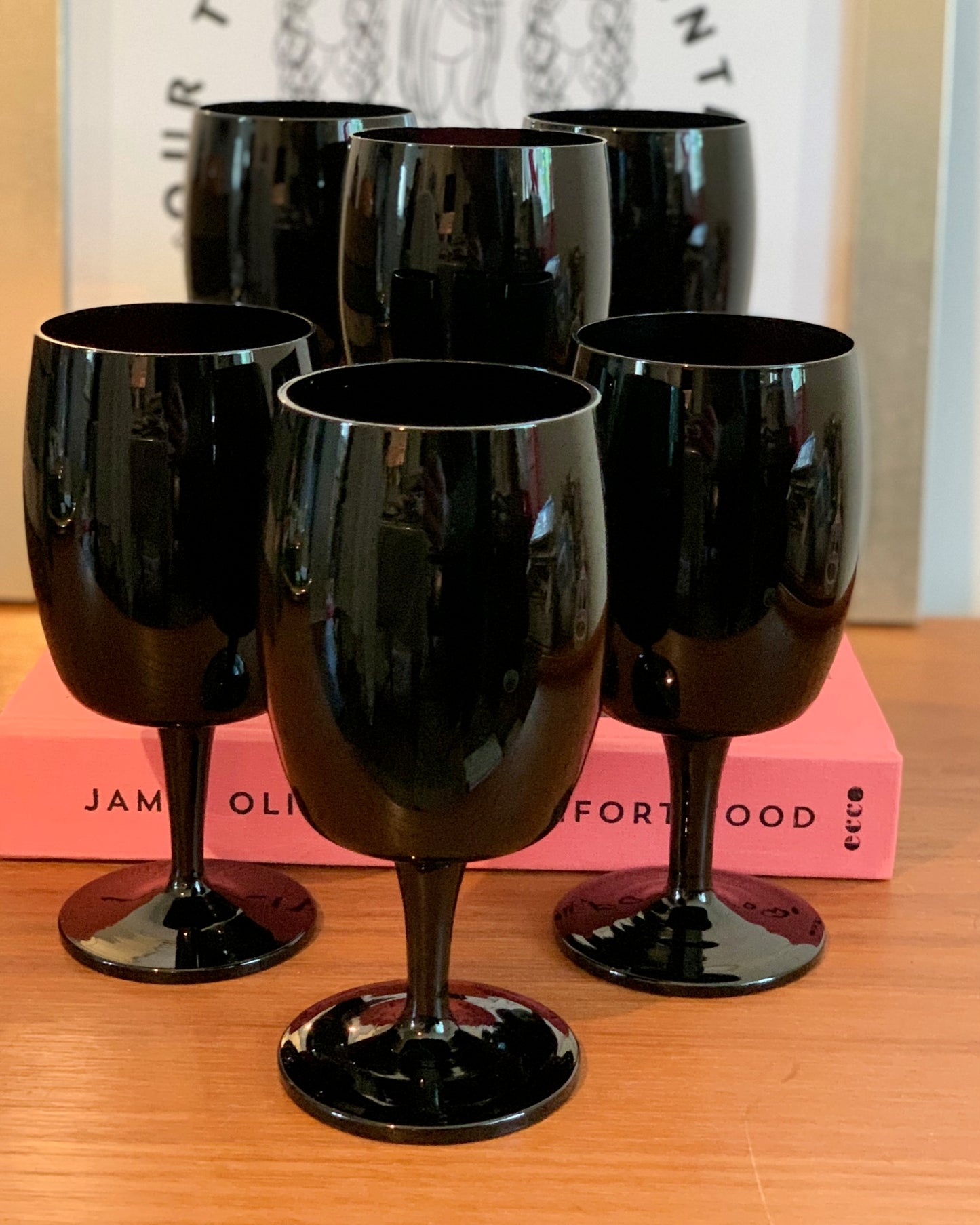 Black Amethyst Crystal MCM stem wine water goblets, (OTTV 2946) set of 6