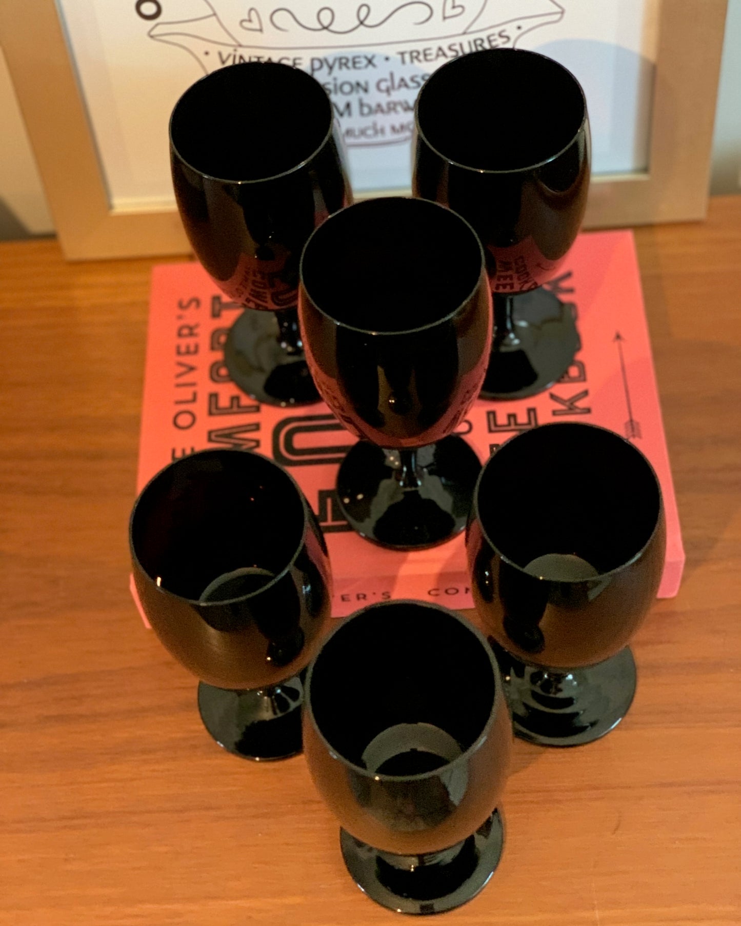 Black Amethyst Crystal MCM stem wine water goblets, (OTTV 2946) set of 6