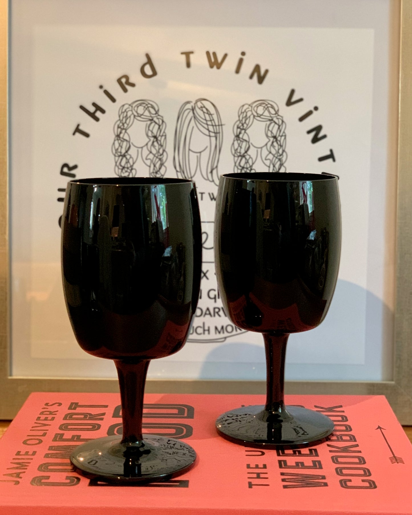 Black Amethyst Crystal MCM stem wine water goblets, (OTTV 2946) set of 6