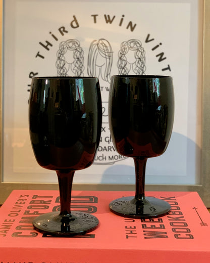 Black Amethyst Crystal MCM stem wine water goblets, (OTTV 2946) set of 6