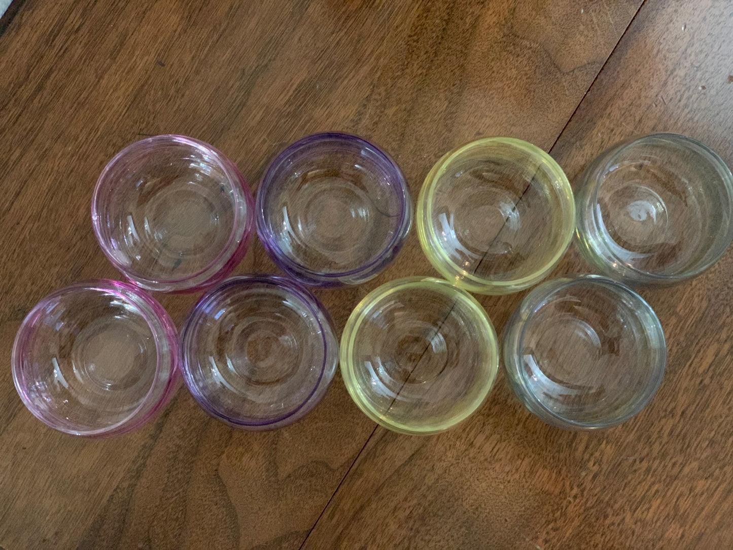 Federal Glass Sheer Rim Roly Poly In original Box from 1966. 8 IN BOX multicolored gem-tone (OTTV 2147.4) sold as an in box set