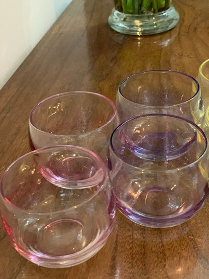 Federal Glass Sheer Rim Roly Poly In original Box from 1966. 8 IN BOX multicolored gem-tone (OTTV 2147.4) sold as an in box set