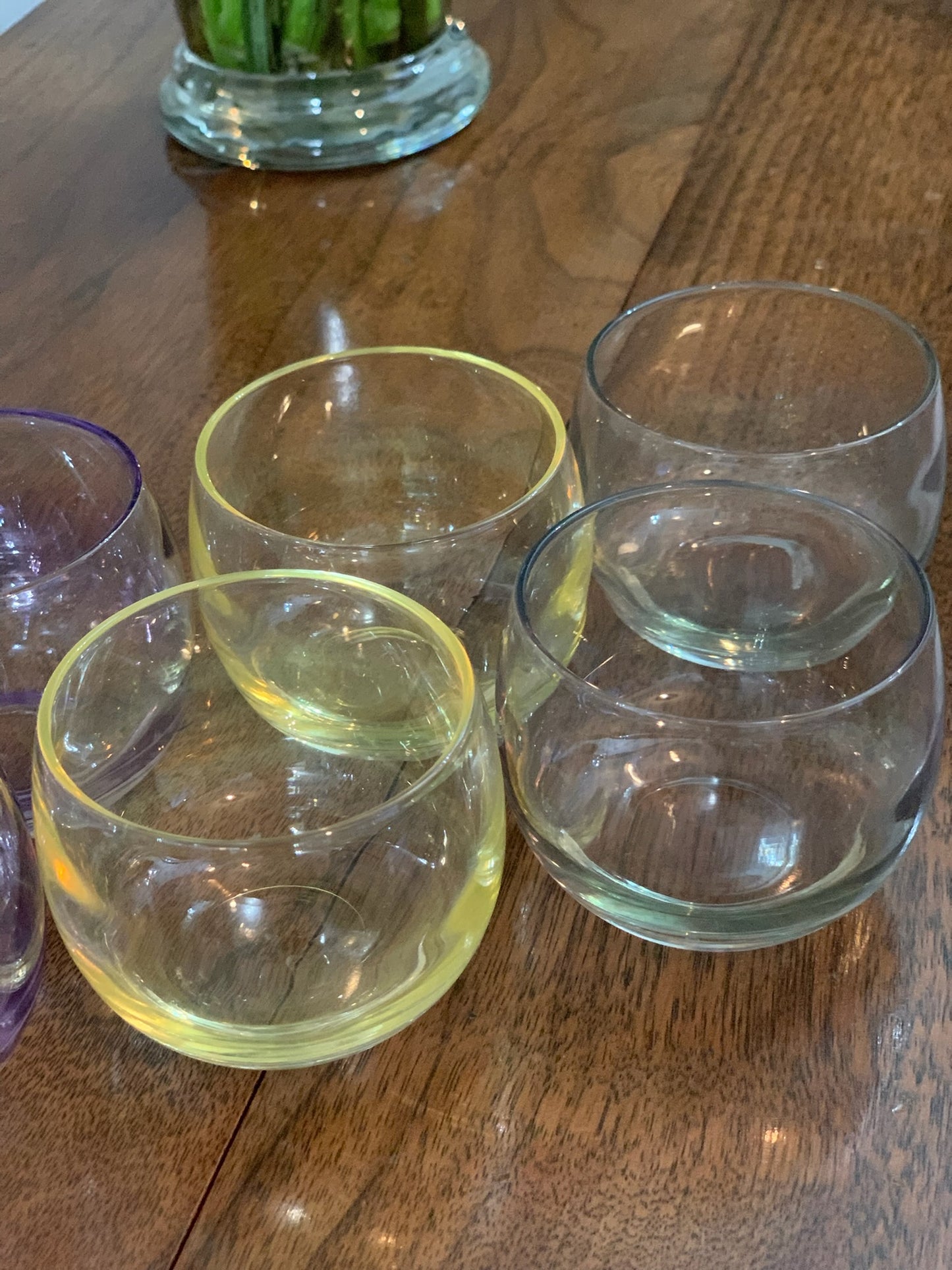 Federal Glass Sheer Rim Roly Poly In original Box from 1966. 8 IN BOX multicolored gem-tone (OTTV 2147.4) sold as an in box set