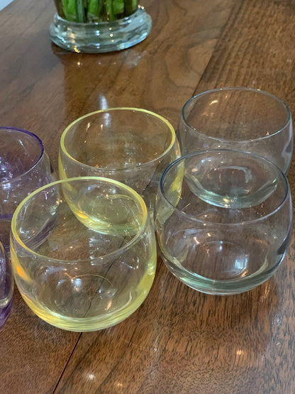 Federal Glass Sheer Rim Roly Poly In original Box from 1966. 8 IN BOX multicolored gem-tone (OTTV 2147.4) sold as an in box set