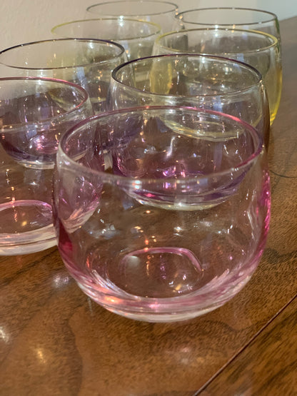 Federal Glass Sheer Rim Roly Poly In original Box from 1966. 8 IN BOX multicolored gem-tone (OTTV 2147.4) sold as an in box set