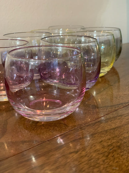 Federal Glass Sheer Rim Roly Poly In original Box from 1966. 8 IN BOX multicolored gem-tone (OTTV 2147.4) sold as an in box set