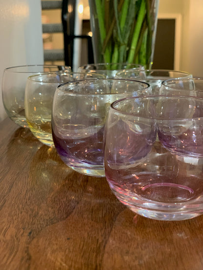 Federal Glass Sheer Rim Roly Poly In original Box from 1966. 8 IN BOX multicolored gem-tone (OTTV 2147.4) sold as an in box set