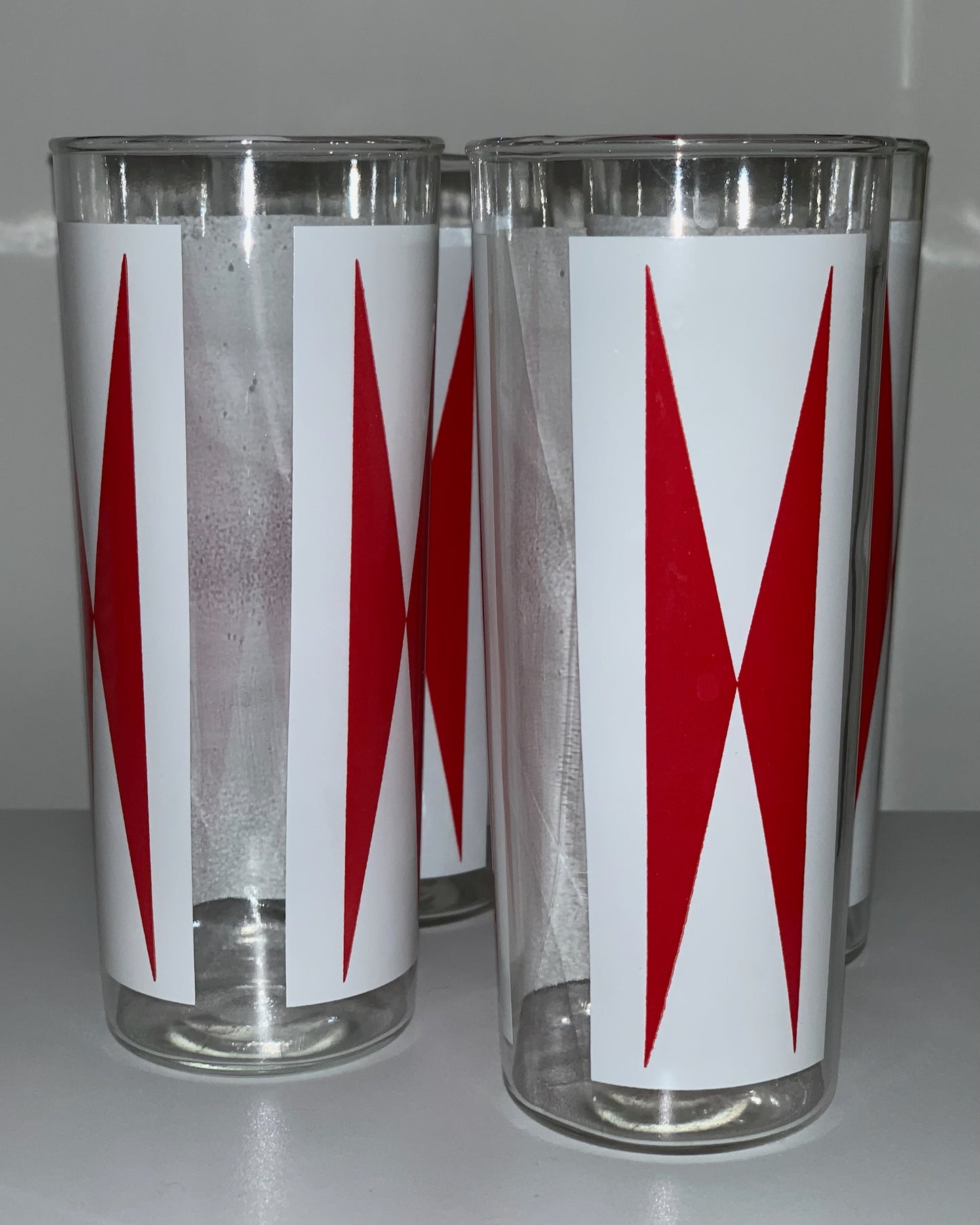 Phillips 66 Mid-Century Red Bow tie Glassware (OTTV 2944) priced as a set of 4