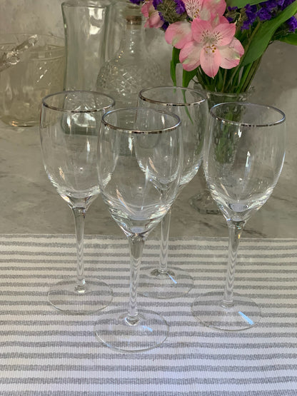 Silver Rim wine Goblet pair (OTTV 1201) sold in PAIRs (one pair left)