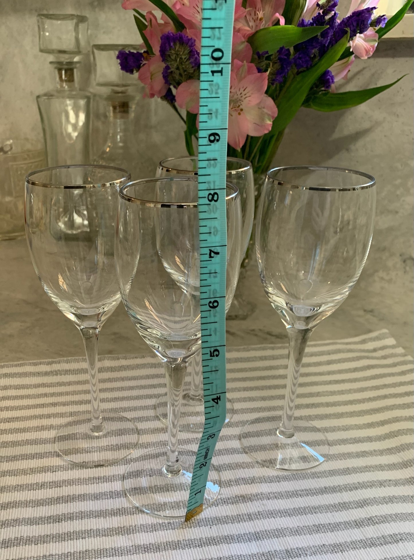 Silver Rim wine Goblet pair (OTTV 1201) sold in PAIRs (one pair left)