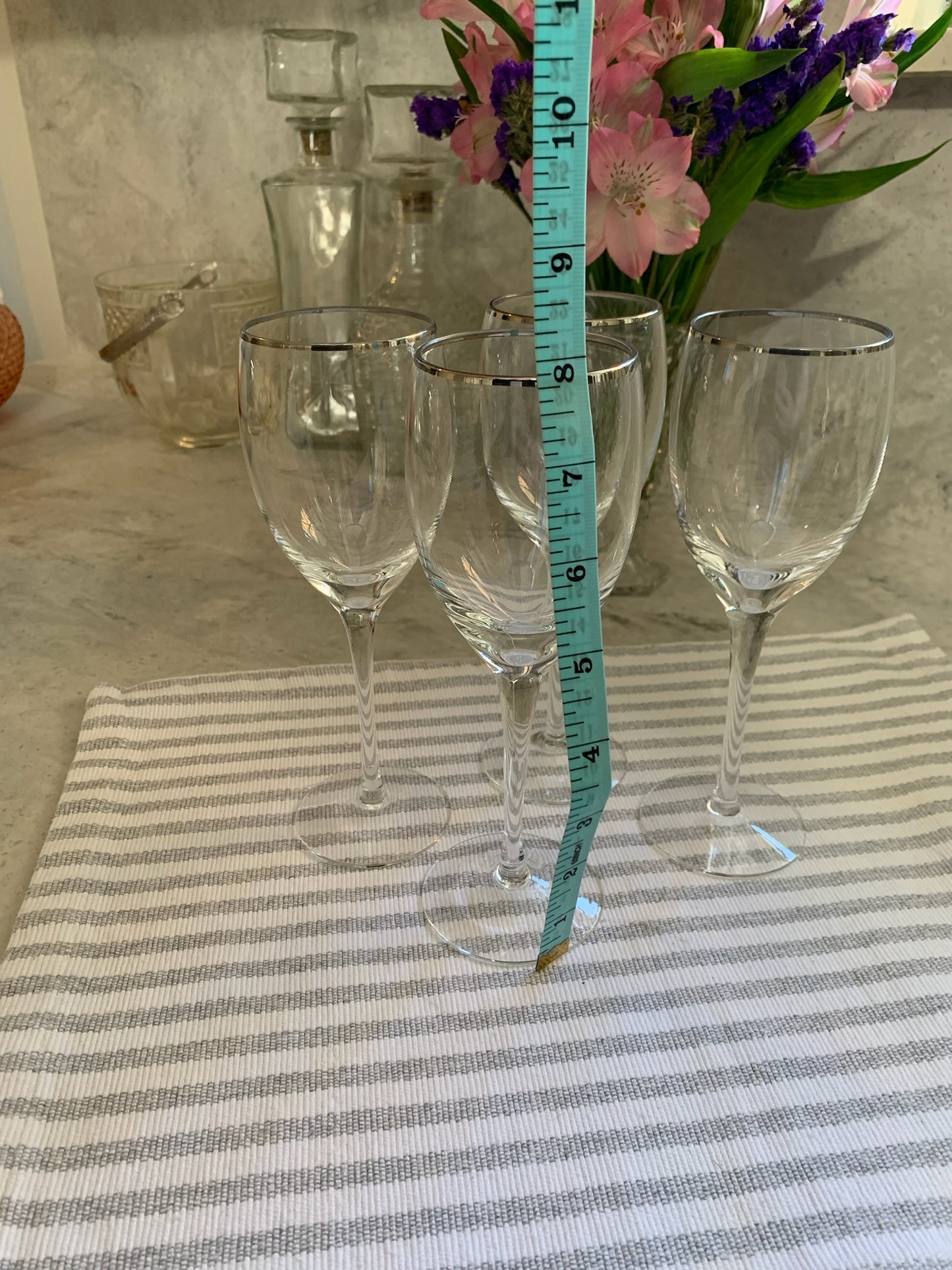 Silver Rim wine Goblet pair (OTTV 1201) sold in PAIRs (one pair left)