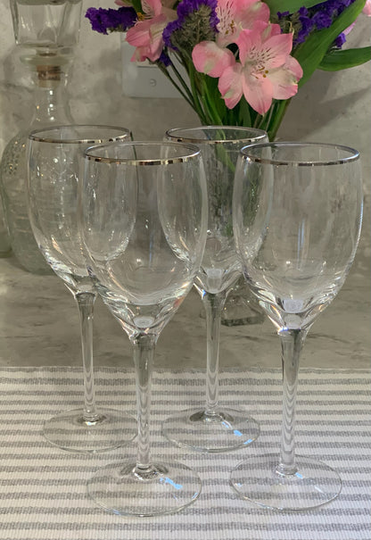 Silver Rim wine Goblet pair (OTTV 1201) sold in PAIRs (one pair left)
