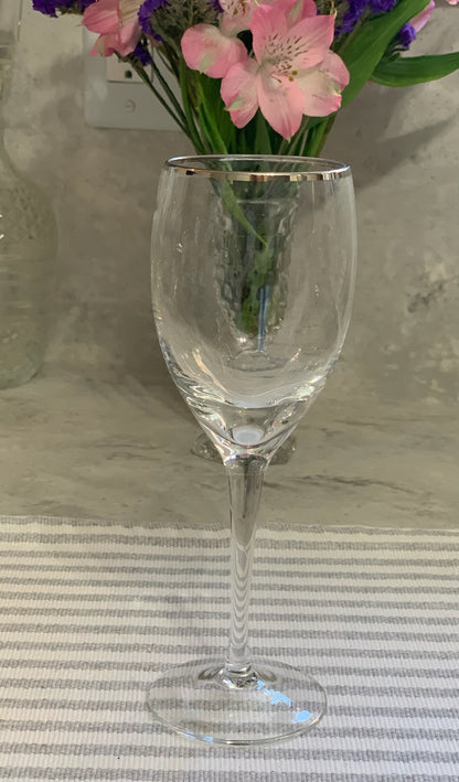 Silver Rim wine Goblet pair (OTTV 1201) sold in PAIRs (one pair left)