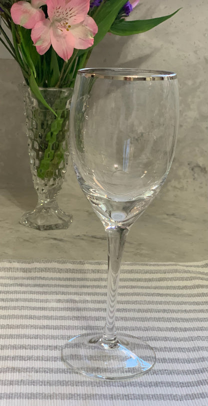 Silver Rim wine Goblet pair (OTTV 1201) sold in PAIRs (one pair left)