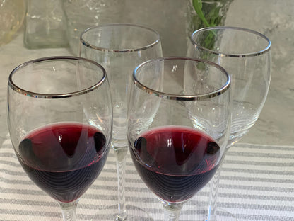 Silver Rim wine Goblet pair (OTTV 1201) sold in PAIRs (one pair left)